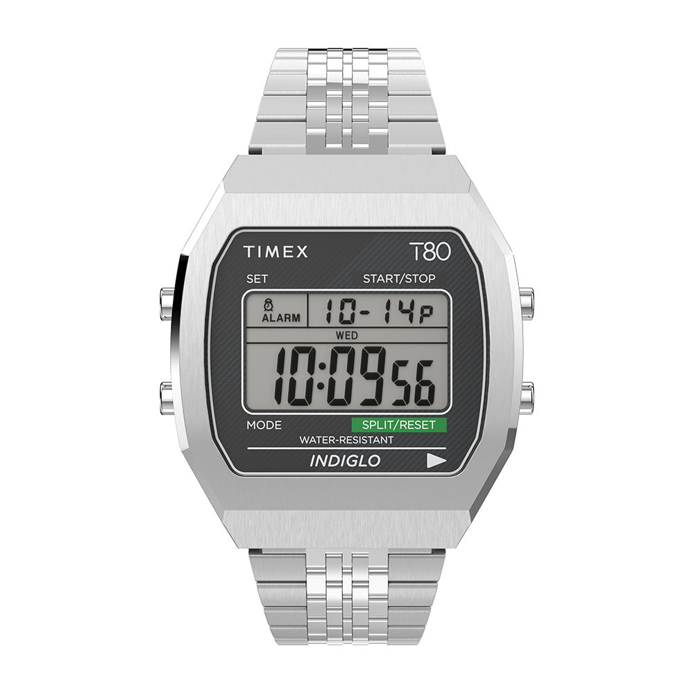 Timex 80 Digital 34mm Stainless Steel Band