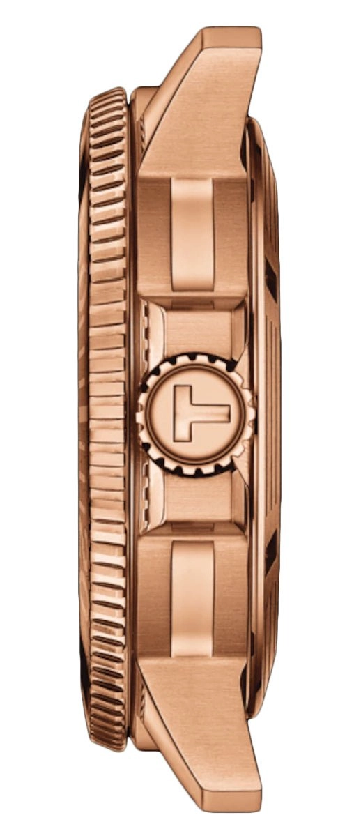 Tissot T-Sport Seastar 1000 Automatic Powermatic 80 Rose Gold PVD Blue Dial Blue Textile Strap Date Mens Watch T120.407.37.041.00