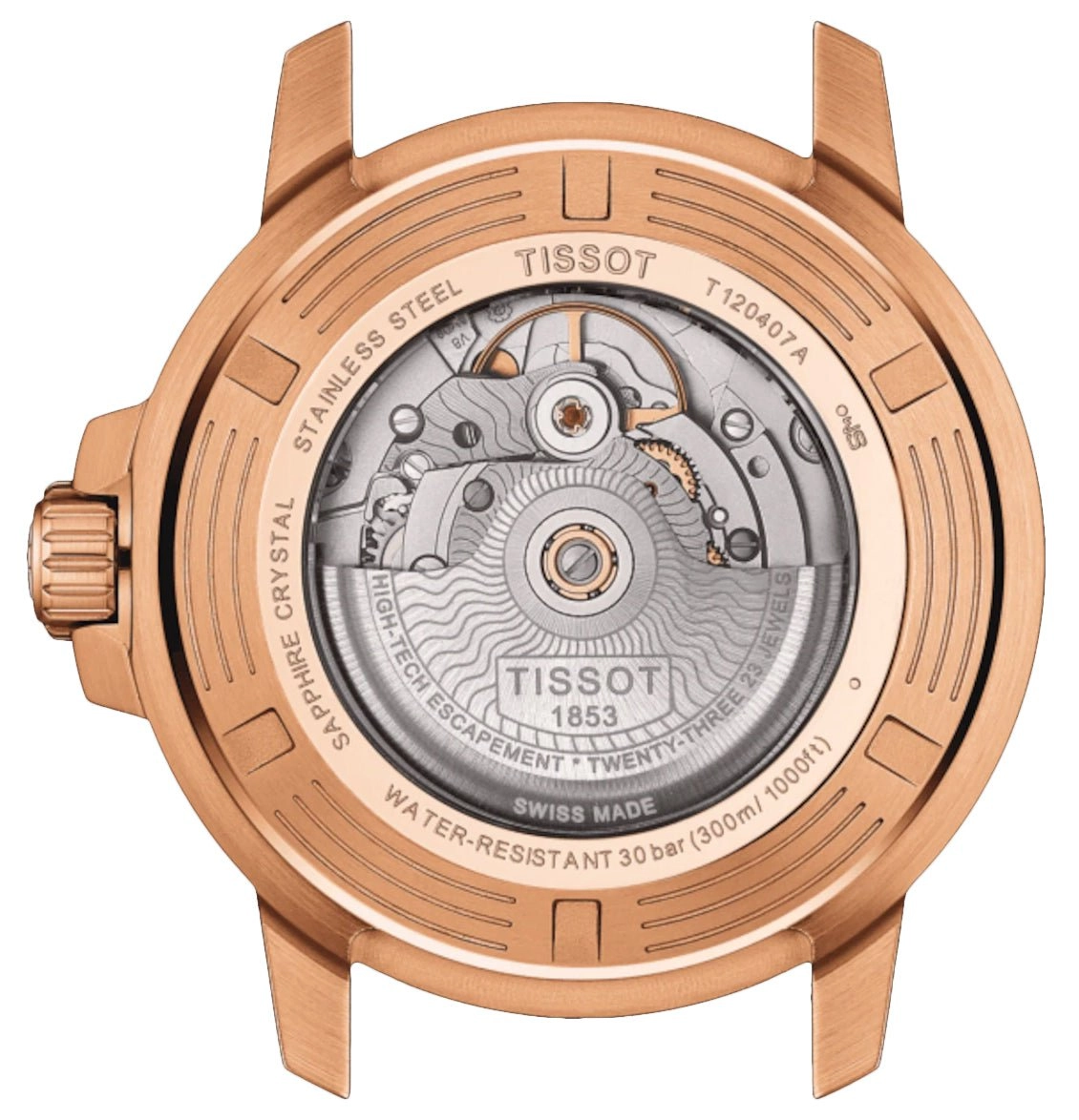 Tissot T-Sport Seastar 1000 Automatic Powermatic 80 Rose Gold PVD Blue Dial Blue Textile Strap Date Mens Watch T120.407.37.041.00