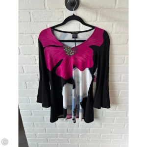 Top Long Sleeve By EVA VARRO In Black & Pink, Size: M