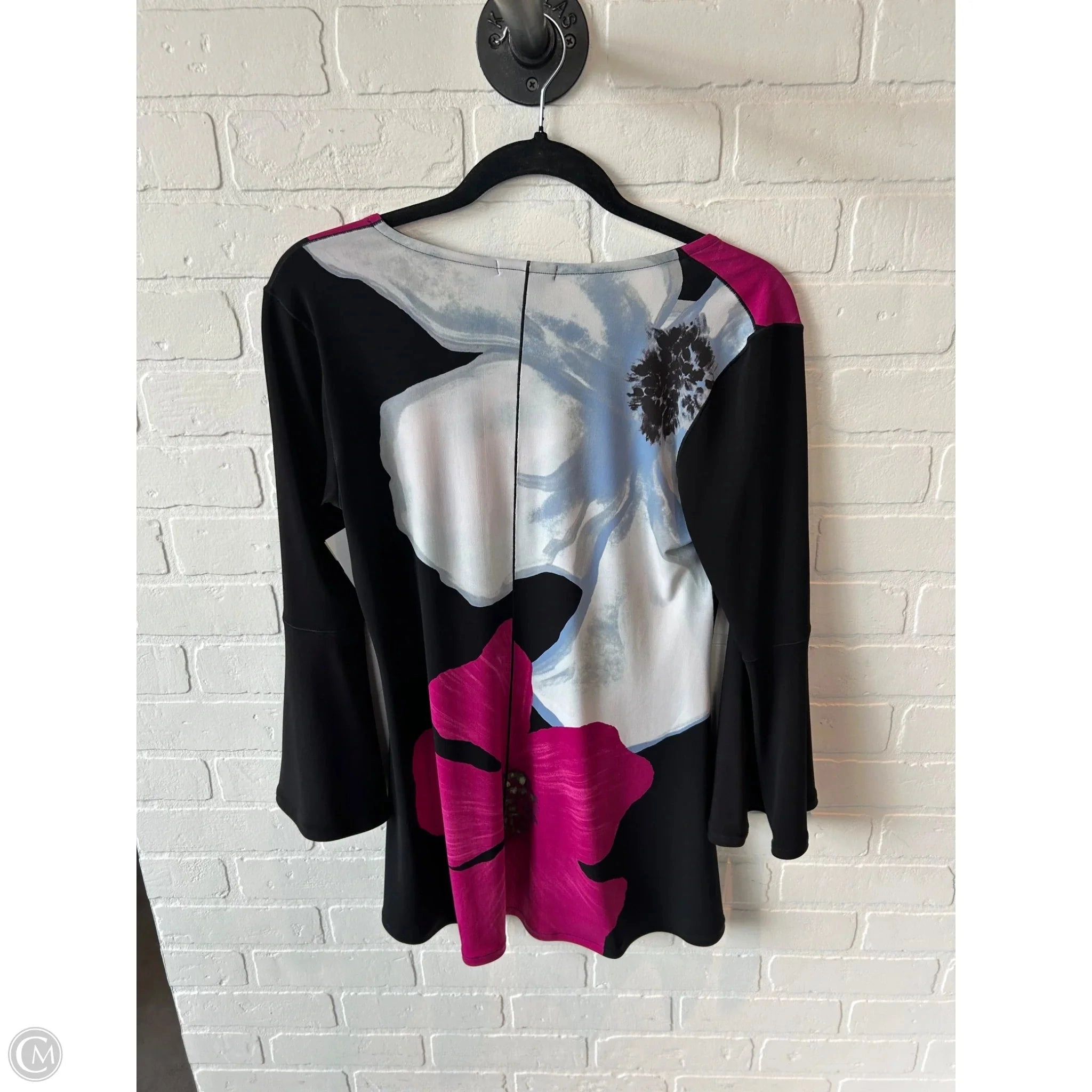 Top Long Sleeve By EVA VARRO In Black & Pink, Size: M