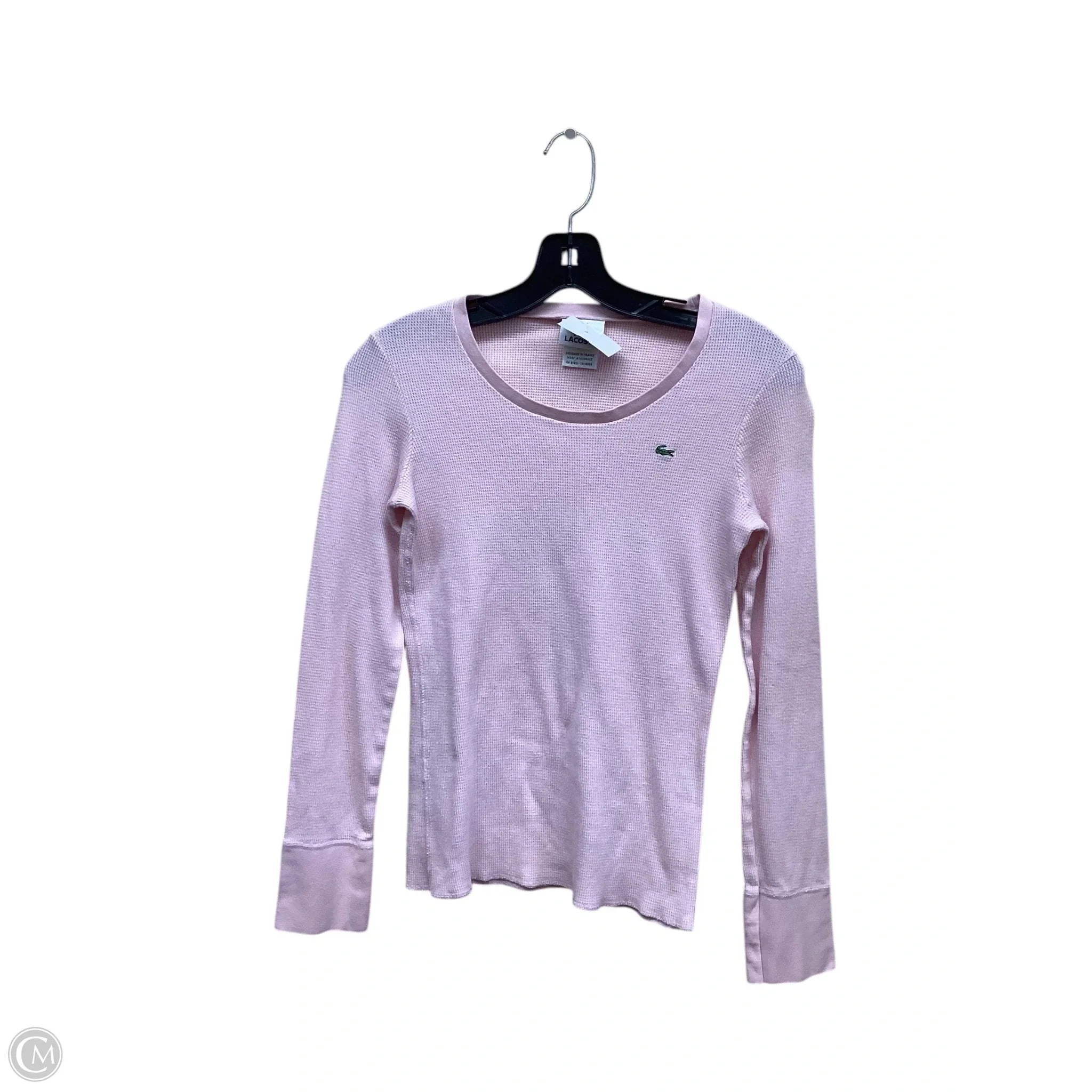 Top Long Sleeve By Lacoste In Pink, Size: M
