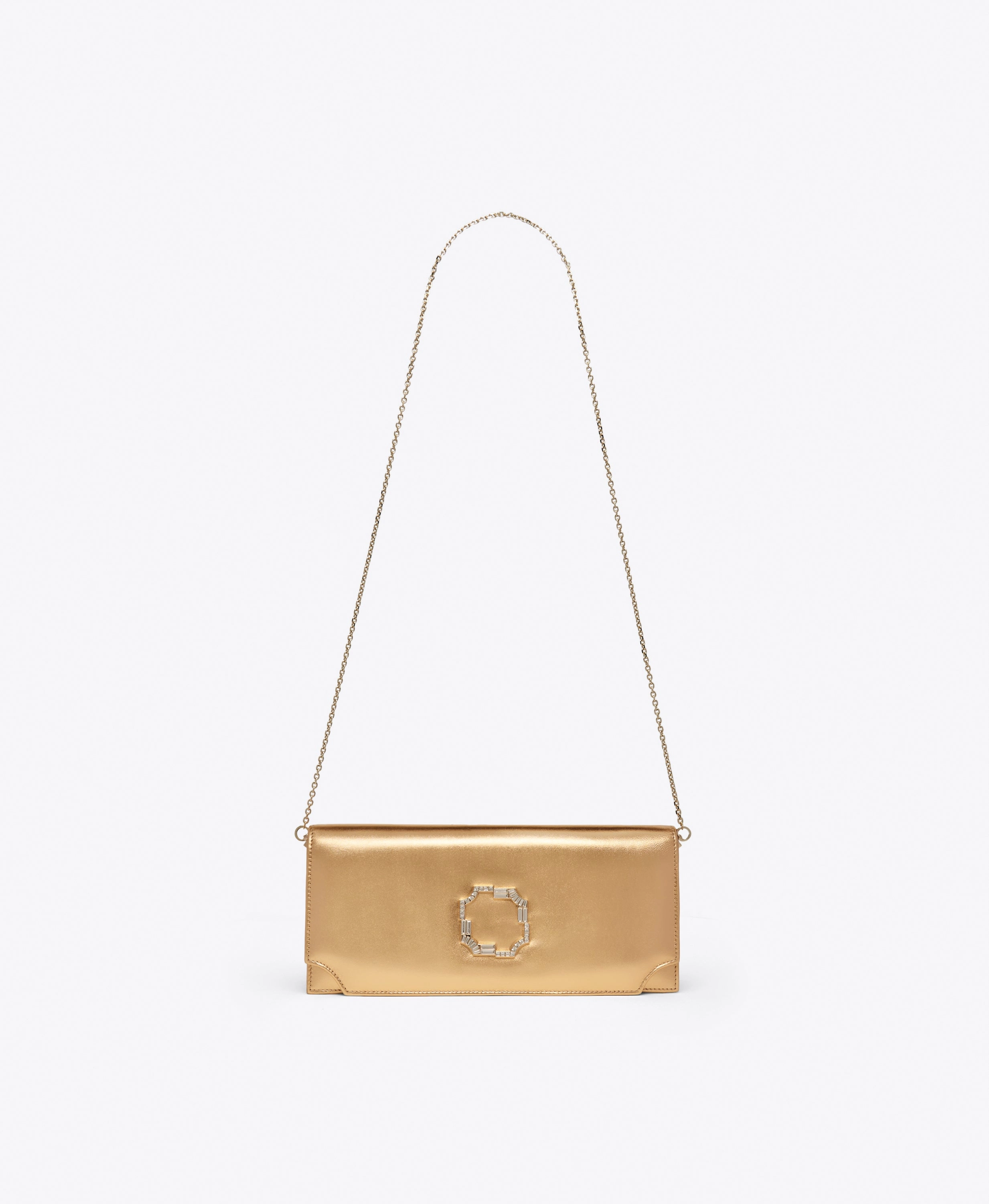Vivien Gold Leather Clutch Bag