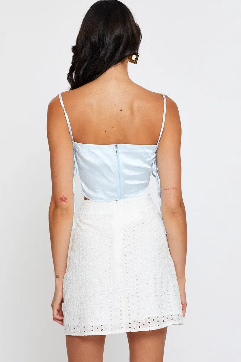White Mini Skirt High Rise