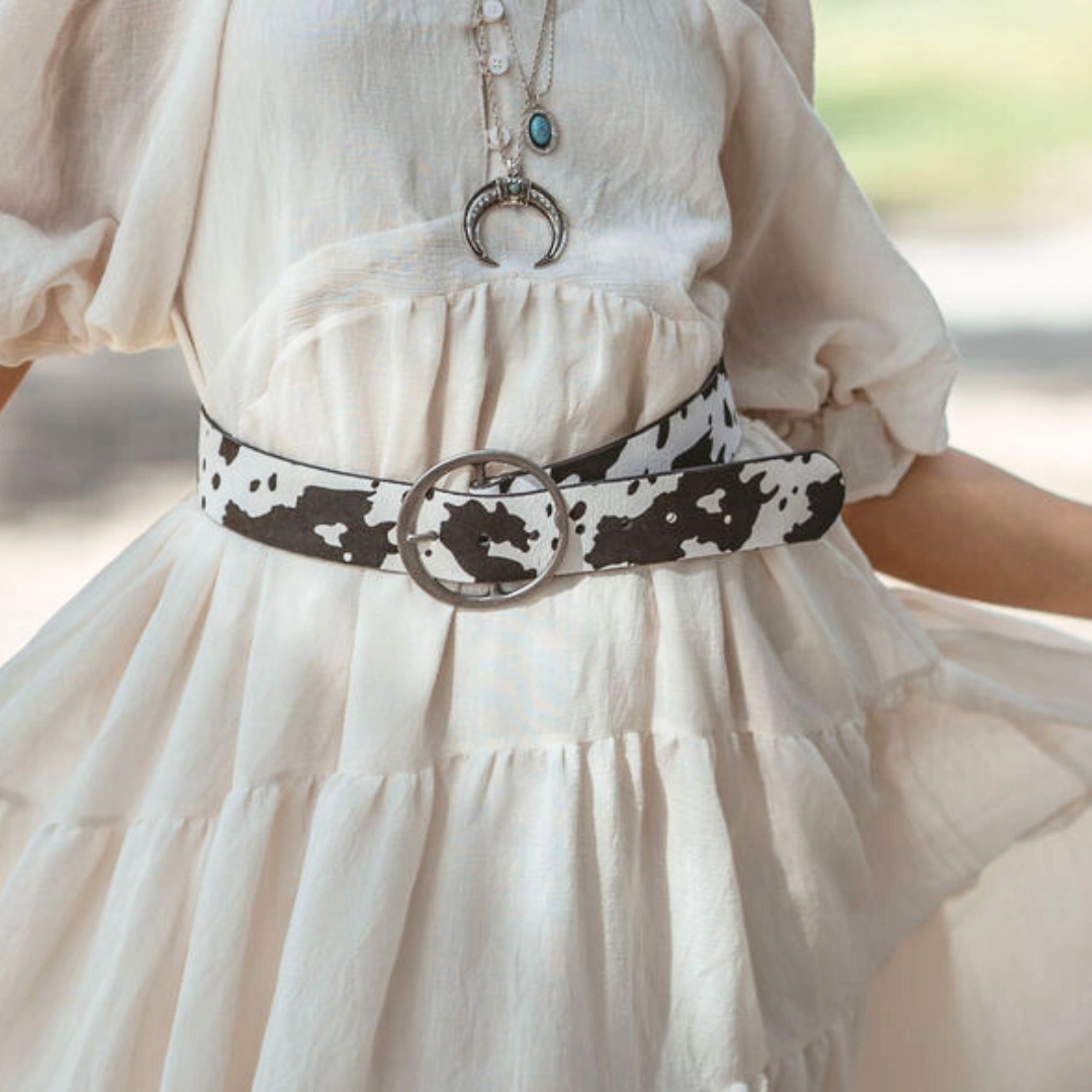 Wide Dalmatian Hide Belt