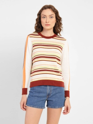 Women's Striped Round Neck Sweater