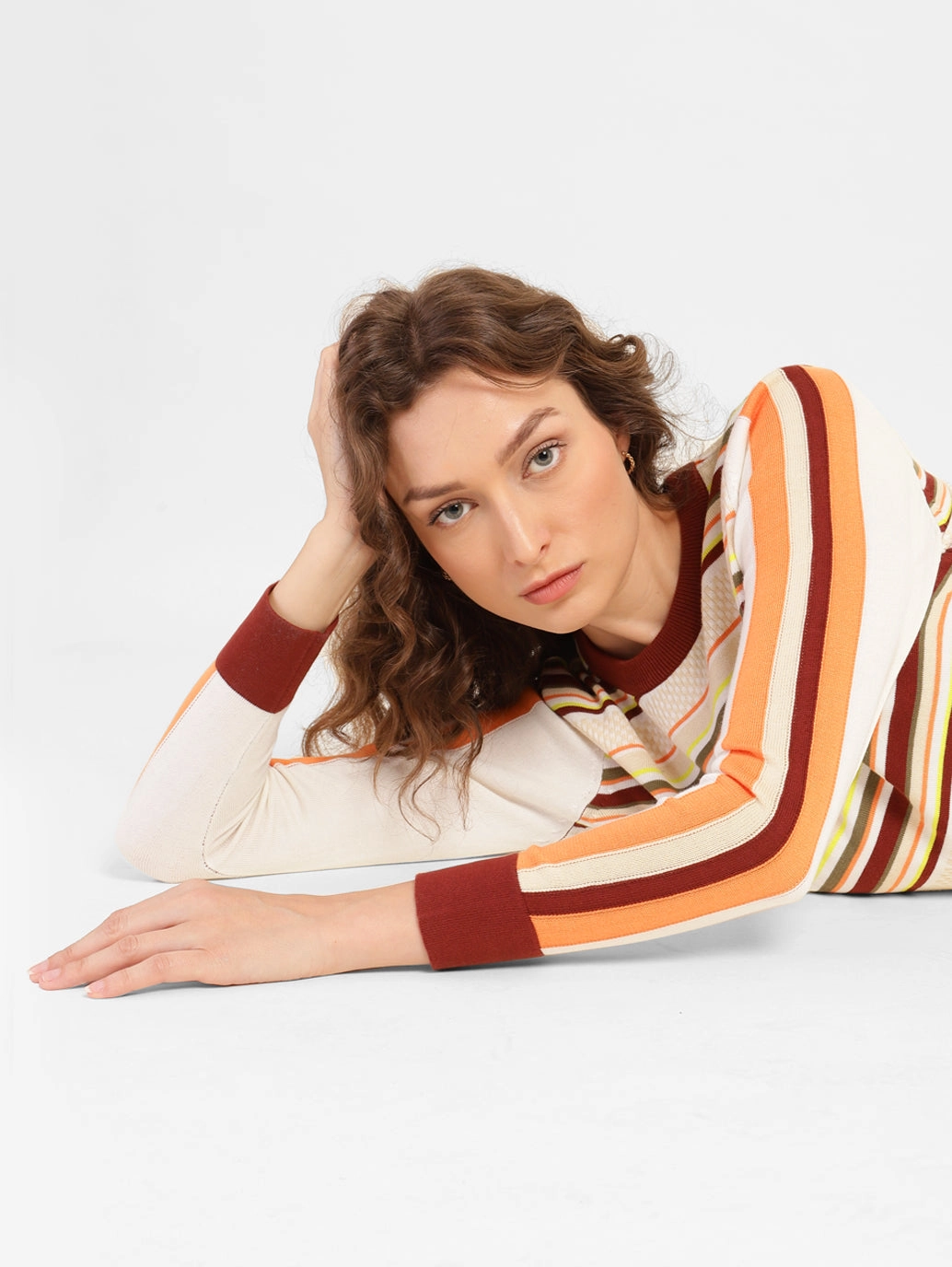 Women's Striped Round Neck Sweater