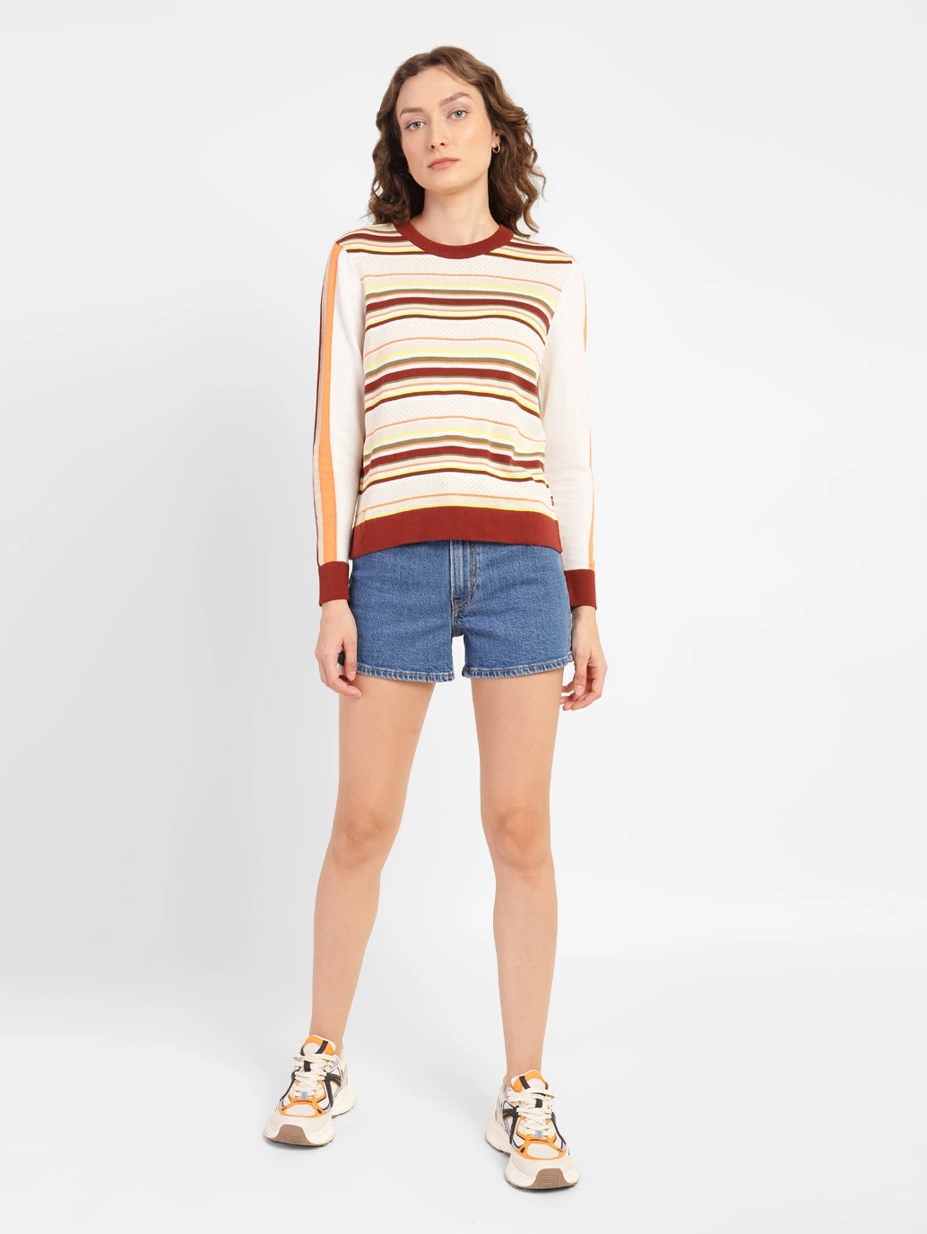 Women's Striped Round Neck Sweater