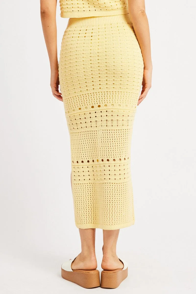 Yellow Crochet Skirt High Rise Maxi