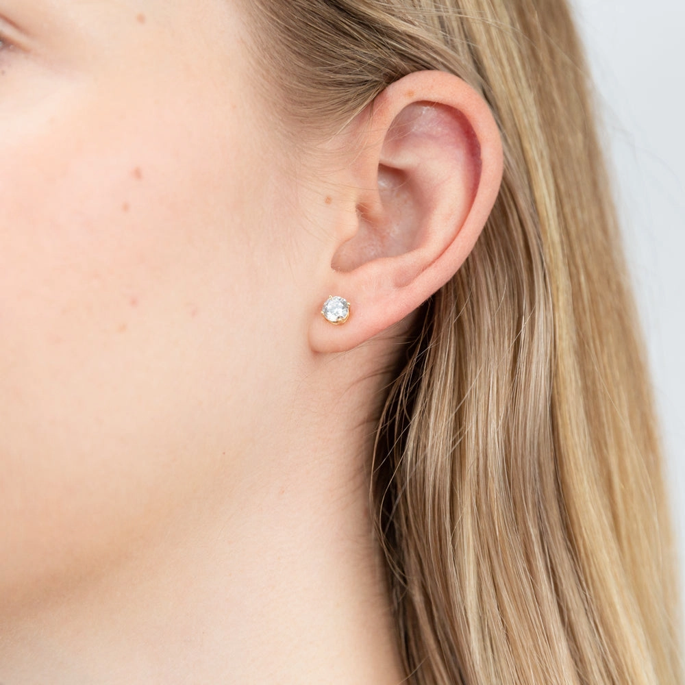 Zirconia Brilliant Cut 5mm Stud Earrings in 9ct Yellow Gold