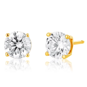 Zirconia Brilliant Cut 5mm Stud Earrings in 9ct Yellow Gold