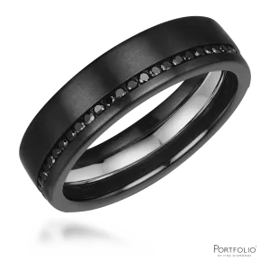 Zirconium And Diamond 6mm Wedding Ring