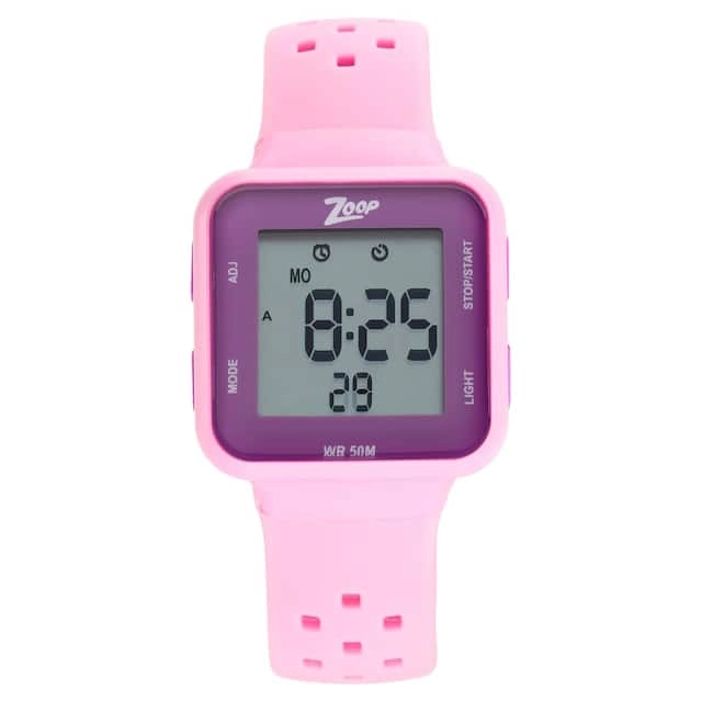 Zoop Digital Pink Dial Silicone Strap